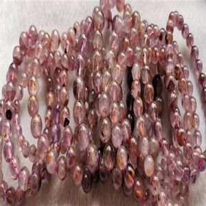 Or violet Auralite 23 Bijoux en cristal Cacoxenite 12mm à 6mm Véritable bracelet de perles rondes en pierres précieuses naturelles -collier-boucles d'oreilles DIY242W