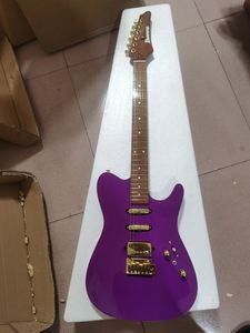 Guitarra eléctrica Ibana morada, parche de arce horneado al carbono, diapasón de arce horneado al carbono, afinador de cuerdas con bloqueo, hardware electrónico dorado, en stock