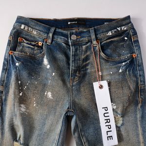 Jeans violets Jeans de créateur hommes pantalons Vintage patchwork luxe motif à pois hommes peinture points pantalon rétro violet marque jeans