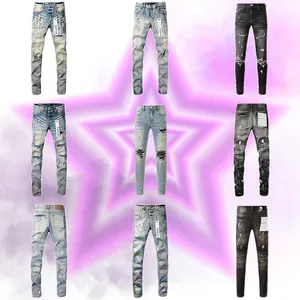 jeans violet designer hommes jeans femmes homme slim fit denim lettre impression pantalon jeans déchirés taille basse streetwear pantalon grande taille jeans