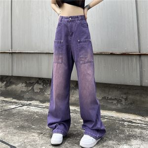 Jean violet pour femme, taille haute, version coréenne, ample, fin, pantalon long, nouvelle collection automne 2023