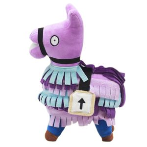 Caballo de peluche de arco iris púrpura, juego de muñeca periférica, caballo de información, Cofre del Tesoro de Alpaca, caballo de barro de hierba