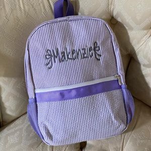 Violet Toddler Backpack Seersucker Soft Cotton School Bag USA Local Warehouse Kids Book Bags Boy Gril Fourre-tout préscolaire avec poches en filet DOMIL106187