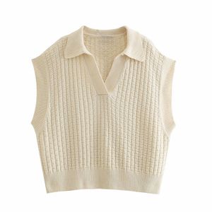 PUWD Oversize Femmes Crochet V Col Pull Printemps-Automne Mode Dames Tweed Couverture Femme Vintage Larges épaules Gilet 210427