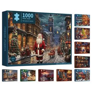 Puzzles 1000 pièces Puzzle thème de Noël Exquis Décoratif Puzzle de Noël Boîte-Cadeau Anti-décoloration Carton Puzzle Cadeaux de Noël L2403