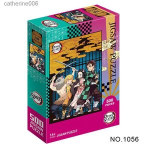 Rompecabezas 500/1000 piezas rompecabezas para adultos Demon Slayer serie de anime japonés Kimetsu dibujos animados niños educativos iluminar juguetes regalos L231025