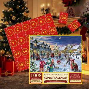 Puzzles Noël 24 jours compte à rebours calendrier Puzzle Noël Avent Puzzles 1008 pièces compte à rebours pour Noël Puzzle Noël ToyL231025