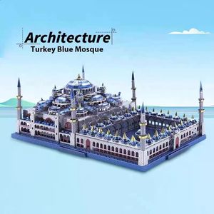 Puzzles Microworld 3D Puzzle en métal modèle de construction de mosquée bleue bricolage 3D découpe laser jouets pour cadeau adulte 231116