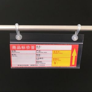 Etiqueta de precio de plástico PVC, soporte de exhibición, clips de promoción, hebilla colgante en estante de malla, estante de cesta ZC1074