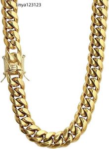 PY BLING Gargantilla de cadena de eslabones cubanos de Miami pesada para hombre, collar/pulsera de acero inoxidable grueso de Hip Hop chapado en oro de 14k de 8mm-16mm