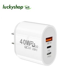 40W 3A 3 ports chargeurs de téléphone portable double PD type c chargeur mural adaptateurs de charge rapide pour Samsung s20 s22 Utral Htc Xiaomi Huawei