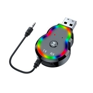 Q2 3.5mm Audio Aux Sans Fil Bluetooth Récepteur Transmetteur Sans Pilote Amplificateur 2-en-1 Adaptateur Audio Kit De Voiture Lumière Colorée