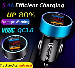 QC 3024A Dual Fast Usb Car Charger LCD Affichage 1224V Cigarette Power Power Auto Adaptateur USB Adaptateur mis à niveau Equipée4386649