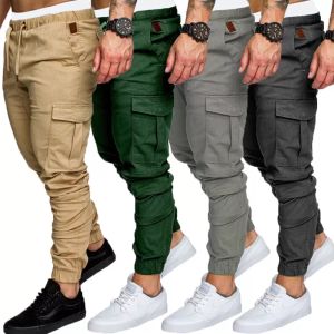 QNPQYX Moda Hombre Flaco Urbano Recto Cargo Pantalones Pierna Pantalones Casual Lápiz Jogger Táctico Cargo Pantalones Hombre ejército Pantalones