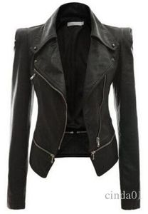 QNPQYX nouveau Cool femmes veste en cuir Rivet fermeture éclair moto veste col rabattu chaquetas mujer Argyle motif manteaux en cuir