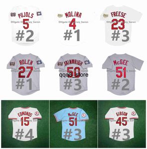 qqq8 Vintage 2011 2006 World Series Baseball Jersey Albert Pujols Bob Gibson Yadier Molina Matt Holliday Jim Edmonds David Freese David Eckstein Mark 25 Rôle McGwire