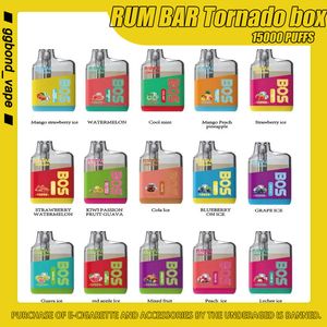 QST RUM BAR Tornado box 15000 Puffs Original Vape Pen 16 saveurs E- cigarette vape Mesh Coil RGB Light clignotant marché européen en stock