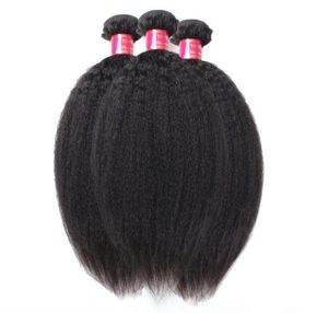 Qualité 10A Non Transformés Cheveux Mongols Afro Crépus Extensions de Tissage Droit 3Pcs Lot Italien Grossier Yaki Cheveux Humains Weft7345345