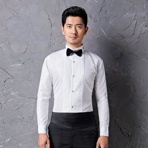 Chemises de marié en coton de qualité Chemise homme à manches longues Chemise blanche Accessoires 01