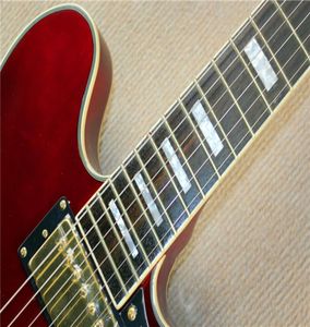 La calidad es el primer buen estilo 335 Hueco Twin F Hole Rocker eléctrico de guitarra con cinco QTP Deep Wine Red1902093