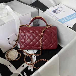 Borsa a tracolla da donna di qualità Designer Luxury Mini borsa con manico in metallo Borsa classica in pelle di pecora di moda