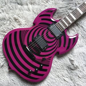 Qualité Zakk Wyld Violet Guitare Électrique E Circle Burst 2H Micros 6 cordes SG Guitares Instruments De Musique