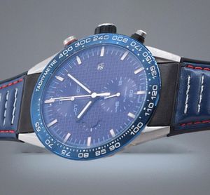 Movimiento de cuarzo cronógrafo Reloj Men Blue Skeleton Dial Rubber Band Watch Male Watch Sport Watches Montre Homme8866301