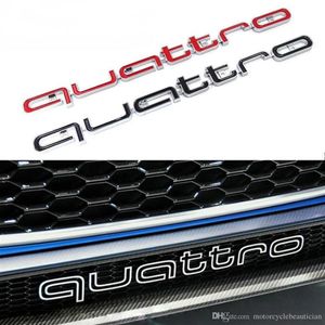 Quattro Logo Emblem Badge Car 3D Stickers ABS Quattro Stickers Front Grill Lower Trim For Audi A4 A5 A6 A7 RS5 RS6 RS7 RS Q3 Car A270u