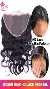 Reina cabello real hd invisible 13x6 13x4 Cierre de encaje indetectable frontal brasileño virgen ola de cuerpo 100 cabello humano nudos PR5555381