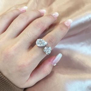 Bague en diamant Moissanite Queen Heart Lab, bague de mariage en argent sterling 100% véritable 925 pour femmes, bijoux de promesse de mariée
