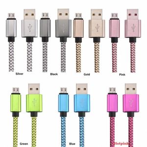 Câbles de charge rapide Tissu en nylon tressé type c câble de données micro usb pour téléphone android samsung htc