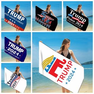 Tela de secado rápido Toallas de playa para baño Presidente Trump Toalla 2024 Banderas de EE. UU. Estera de impresión Mantas de arena para viajes Ducha Natación WLL1275