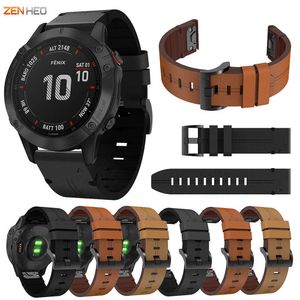 Bracelet en cuir véritable à ajustement rapide pour Garmin Fenix 6/6s/6x Pro Bracelet de montre de remplacement pour Garmin Fenix 5/5s/5x Plus H0915