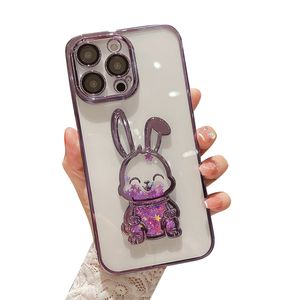Quicksand Phone Cases Anti-drop Protective Case Luxury 3D Rabbit Transparent TPU Covers Apple Mobilephone Back Cover For IPhone14Plus 12 13 11 Pro Max Non-Yellowing