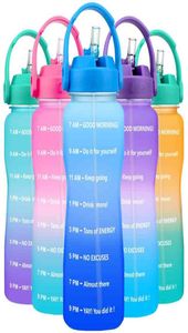 Quifit 38L 2L de large bouche large Gall Tritan Water Bottle avec paille marques BPA Portable Sports Gym Jug Mobile Holder 2105221534