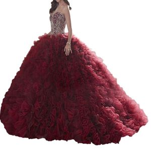 Quinceanera robes rouge net Feifei jupe queue sangle lourde manuel lumineux en forme de coeur collier personnalisable pas cher postage4301647