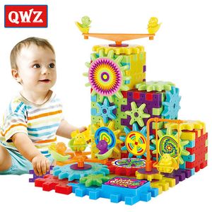 Qwz 81 pièces engrenages électriques 3d Puzzle Kits de construction briques en plastique jouets éducatifs en gros pour enfants cadeau de noël