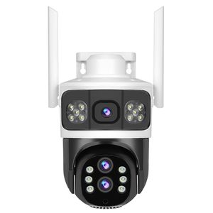QX125 Cámara ip inalámbrica de tres lentes para exteriores visión nocturna impermeable V380 Wifi máquina de bola lente de cámara de seguridad cámara de red ptz