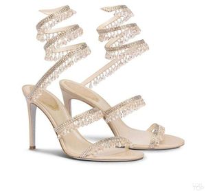 R Caovilla robe de mariée sandale femmes talons hauts chaussures romantique dame CHANDELIER nude Stiletto sandales bijoux sandalies cheville stra257H