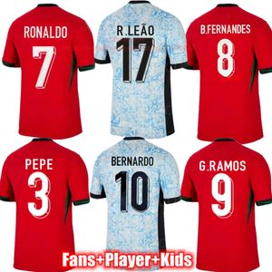 R. LEAO BERNARDO Euro 2024 Portugal Maillots de football B. FERNANDES G. RAMOS PEPE Accueil Chemises de football 24 25 CANCELO Player fans Hommes Femmes ENFANTS trikot