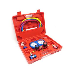 Conjuntos de herramientas de mano profesionales R134A HVAC A / C Kit de refrigeración AC Manifold Gauge Set Coche Aire Bomba de vacío Acondicionamiento Reparación Relleno de flúor