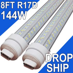 R17D/HO 8FT LED Bulb - Rotate 6500K Daylight 144W, 14500LM, 250W Equivalent F96T12/DW/HO, Clear Cover, T8/T10/T12 Replacement, Offices Dual-End Powered Ceiling usastock