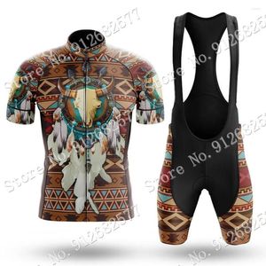 Ensembles de courses 2023 Jersey Cycling Nativ-Bison Anime Set Mens Bicycle Clothing Road Bike Shirts Suit Bib Shorts MTB ROPA MAILLOT