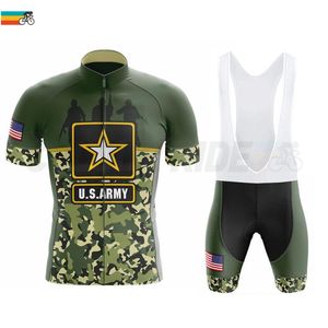 Ensembles de course ensemble de maillot de cyclisme hommes vêtements de vélo à manches courtes été Camouflage Commando US Army mode vélo uniforme vtt Ride Wear