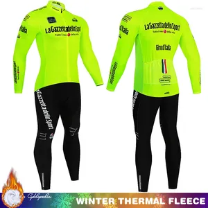 Ensembles de course Vêtements de cyclisme pour hommes 2024 Jersey Winter Thermal Sportswear Tour De Italy D'ITALIA Ensemble de sport Équipement Homme Polaire Costume Vélo