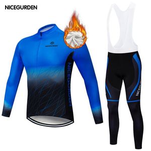 Conjuntos de carreras Chaqueta de invierno A prueba de viento y forro polar cálido Traje de ciclismo para hombres Medias Ciclismo de montaña Triatlón al aire libre