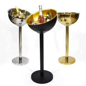 Supports en acier inoxydable Champagne table 304 bassin plancher debout support refroidissement doré Sier vin bière seau à glace 0528