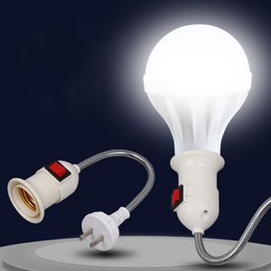 Pobite d'éclairage LED blanc Ractical White E27 Convertisseur d'adaptateur de support de bouchon EU ON / OFF pour lampe à l'ampoule