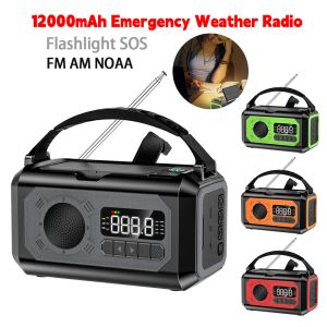 Radio 12000mah Mémoraire d'urgence Radio FM AM NOAA SOLAR HAND CRANK Radio Radio Receiver Radio pour le camping de survie en plein air