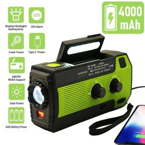 Radio 4000mah Portable Radio Solar Hand Crank portable Chargeur de téléphone Radios d'urgence AM / FM LEM PLOCHE LAMILLE EXTÉRIEUR NIGHT INDOOR LEIL